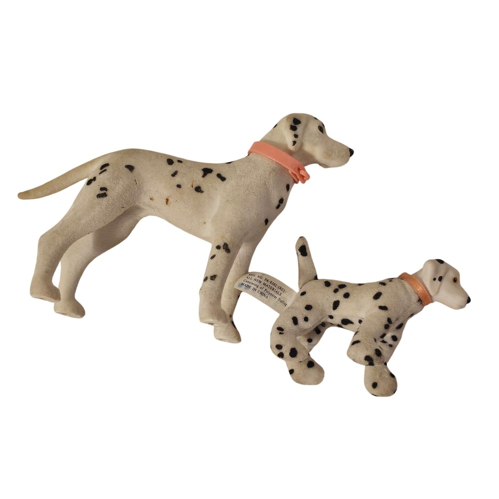 1998 vintage Dalmation Dog Figurines‎ Set Plush Collar Plushies